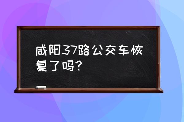 咸阳有哪几路车正常运行 咸阳37路公交车恢复了吗？