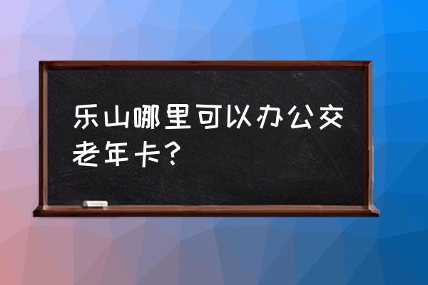 乐山哪些地方可以充值公交卡 乐山哪里可以办公交老年卡？
