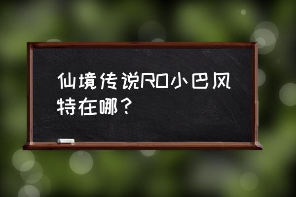 仙境传说ro小巴哪里抓 仙境传说RO小巴风特在哪？