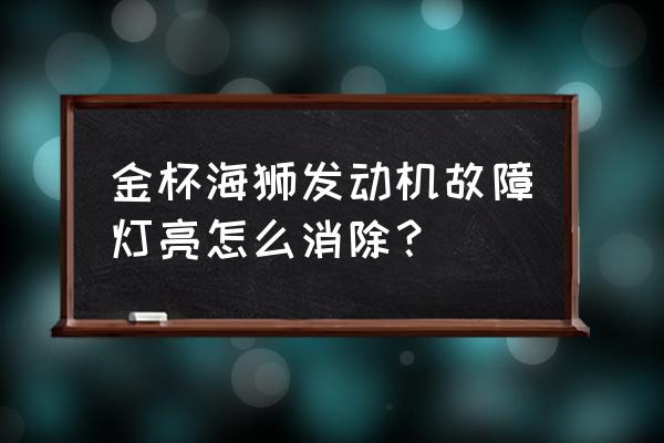 金杯海狮4g19发动机的通病 金杯海狮发动机故障灯亮怎么消除？