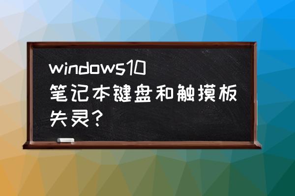 笔记本电脑键盘和触摸板都用不了 windows10笔记本键盘和触摸板失灵？